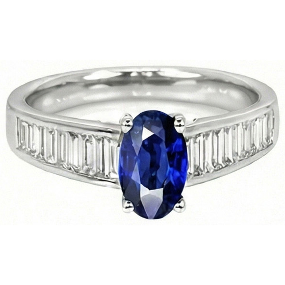 Natural Real ( Not Lab Grown )  8 Carat Sapphire Engagement Ring With Accents