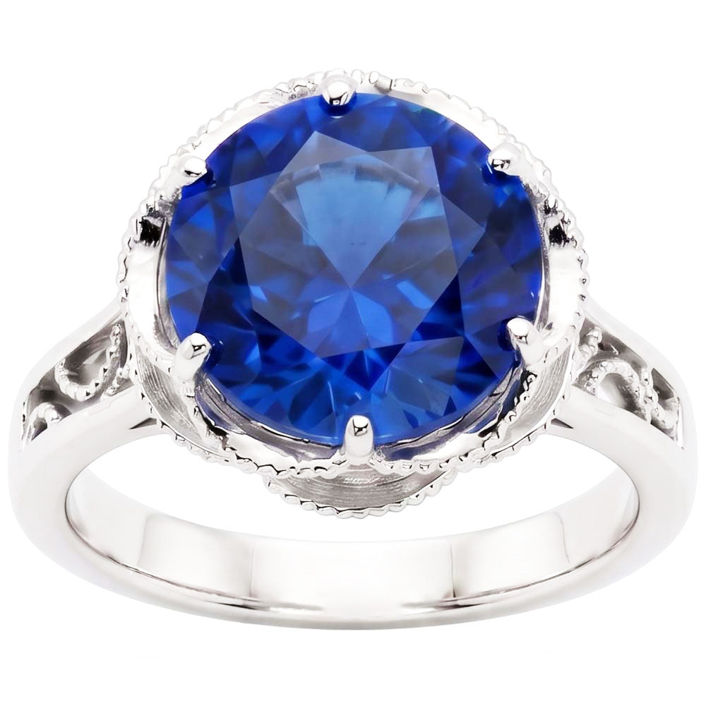 Natural Real ( Not Lab Grown )  8 Carat Sapphire Milgrain Engagement Ring