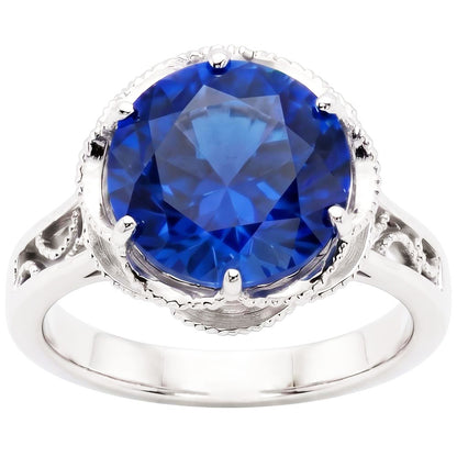 Natural Real ( Not Lab Grown )  8 Carat Sapphire Milgrain Engagement Ring