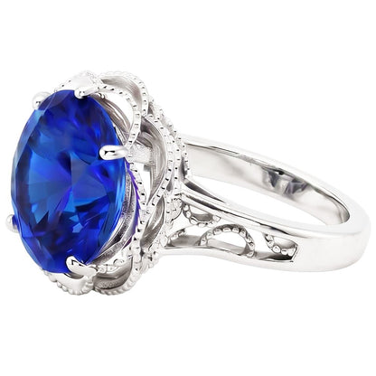 Natural Real ( Not Lab Grown )  8 Carat Sapphire Milgrain Engagement Ring