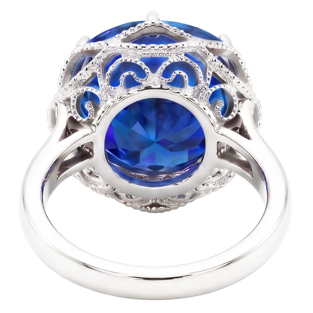 Natural Real ( Not Lab Grown )  8 Carat Sapphire Milgrain Engagement Ring