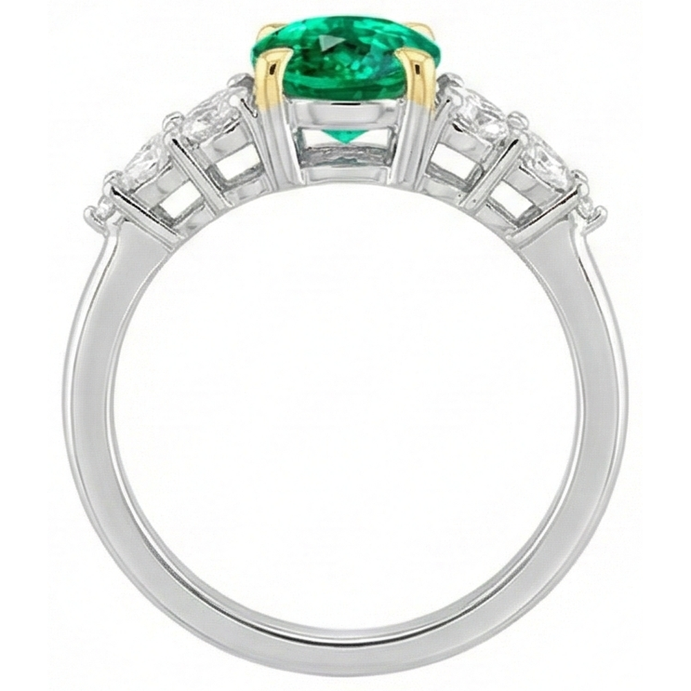 Natural Real ( Not Lab Grown ) AAA Green Emerald GIA Ring Oval Cut Women Diamond Jewelry
