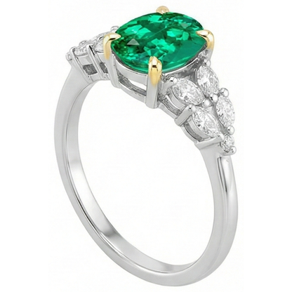 Natural Real ( Not Lab Grown ) AAA Green Emerald GIA Ring Oval Cut Women Diamond Jewelry