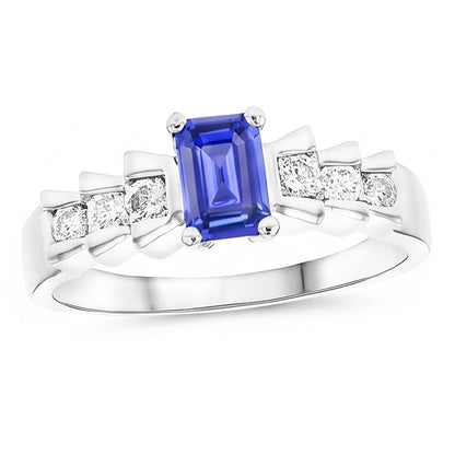 Natural Real ( Not Lab Grown )  Anniversary Ring Emerald Light Blue Sapphire 2 Carats Pleated Style
