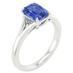 Natural Real ( Not Lab Grown )  Anniversary Solitaire Ring Prong Set Emerald Ceylon Sapphire 3 Carats