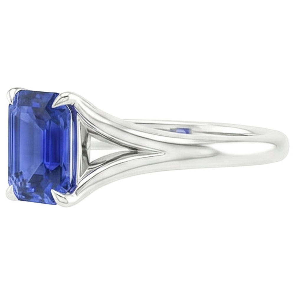 Natural Real ( Not Lab Grown )  Anniversary Solitaire Ring Prong Set Emerald Ceylon Sapphire 3 Carats