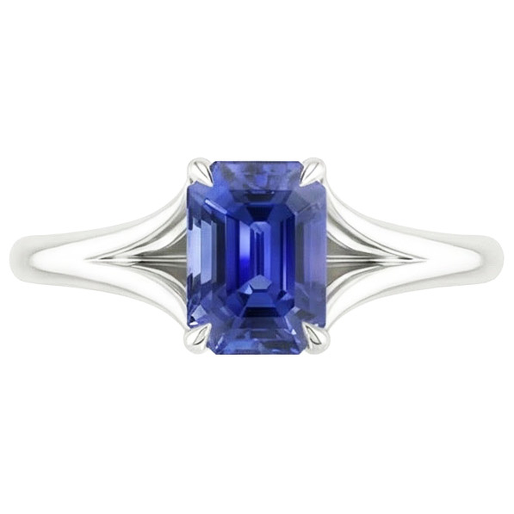 Natural Real ( Not Lab Grown )  Anniversary Solitaire Ring Prong Set Emerald Ceylon Sapphire 3 Carats
