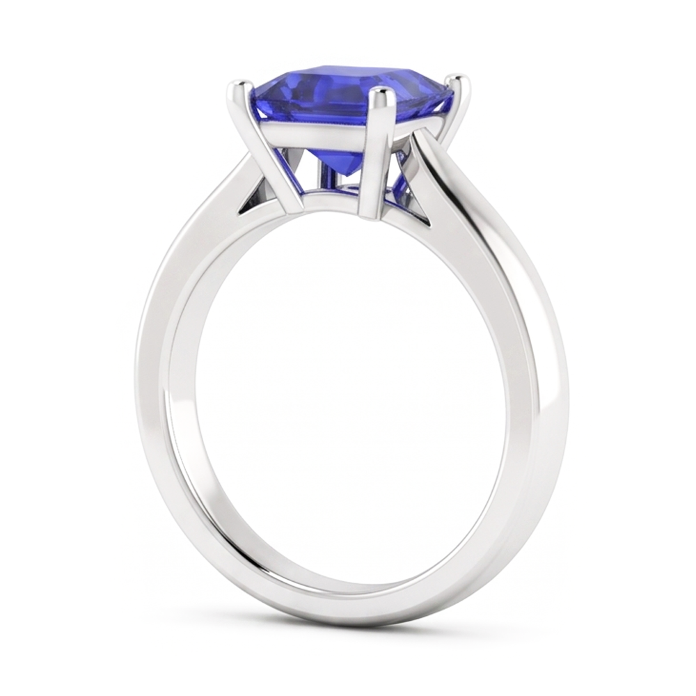 Natural Real ( Not Lab Grown )  Asscher Cut Blue Sapphire Solitaire Ring