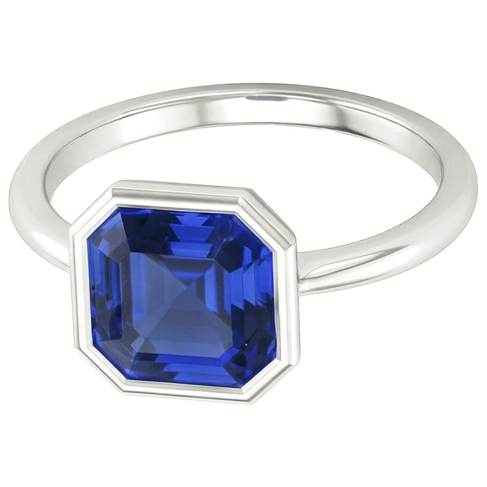 Natural Real ( Not Lab Grown )  Asscher Cut Sapphire Engagement Solitaire Ring