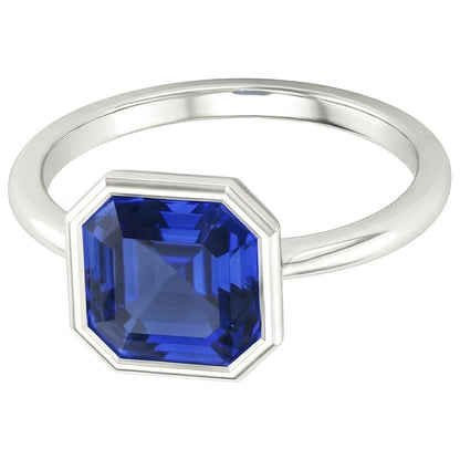 Natural Real ( Not Lab Grown )  Asscher Cut Sapphire Engagement Solitaire Ring