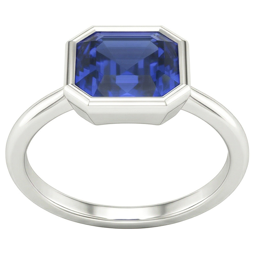 Natural Real ( Not Lab Grown )  Asscher Cut Sapphire Engagement Solitaire Ring