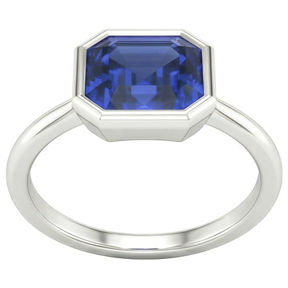 Natural Real ( Not Lab Grown )  Asscher Cut Sapphire Engagement Solitaire Ring
