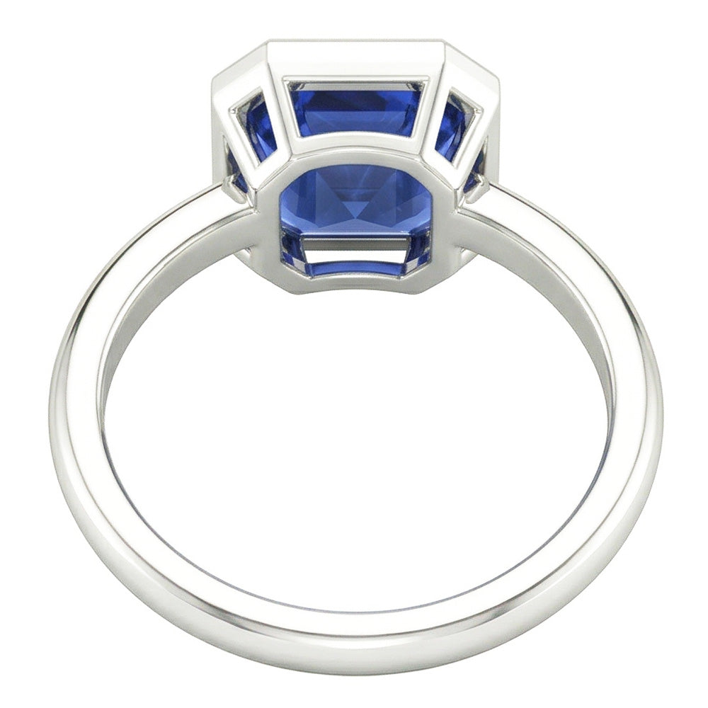 Natural Real ( Not Lab Grown )  Asscher Cut Sapphire Engagement Solitaire Ring
