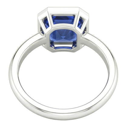 Natural Real ( Not Lab Grown )  Asscher Cut Sapphire Engagement Solitaire Ring