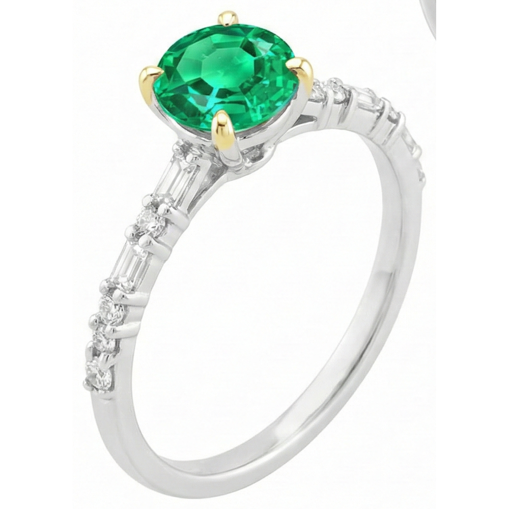 Natural Real ( Not Lab Grown ) Baguette Diamond Green Emerald GIA Ring Comfort Fit Jewelry