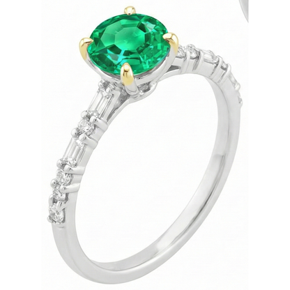 Natural Real ( Not Lab Grown ) Baguette Diamond Green Emerald GIA Ring Comfort Fit Jewelry