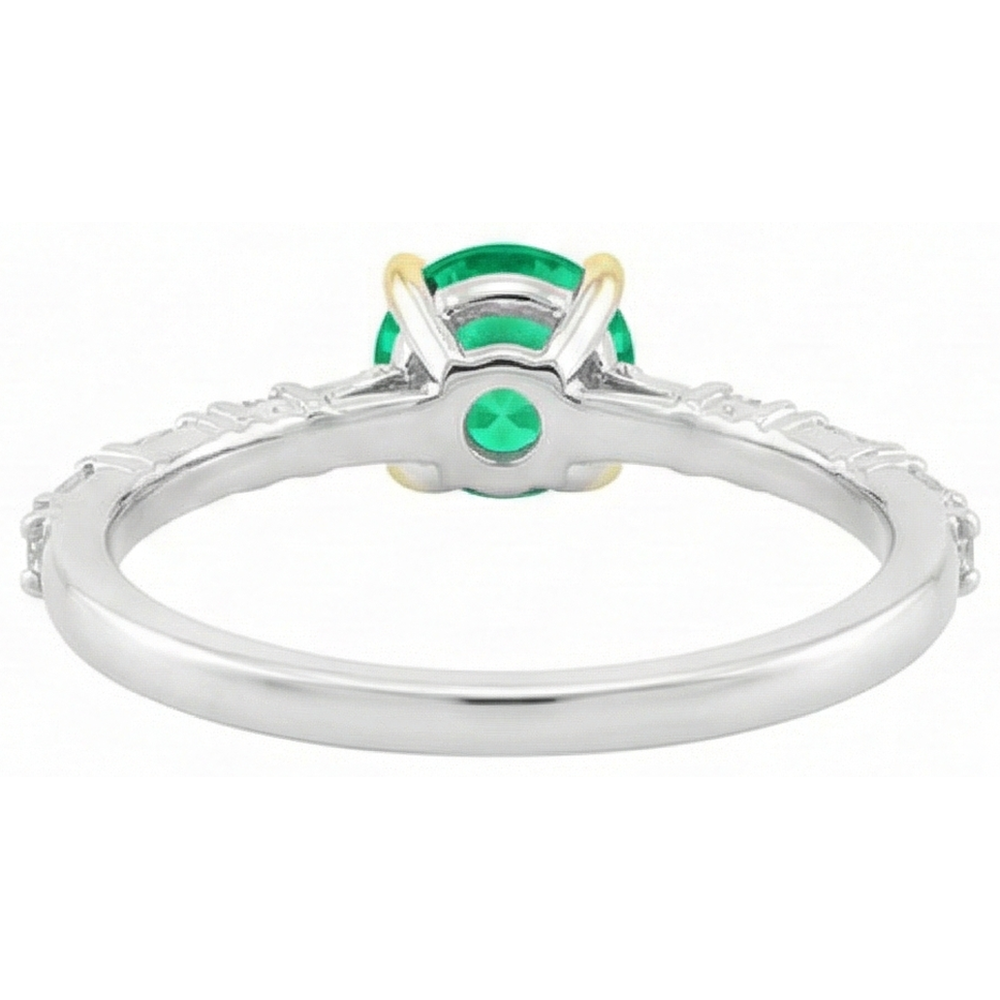 Natural Real ( Not Lab Grown ) Baguette Diamond Green Emerald GIA Ring Comfort Fit Jewelry