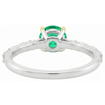 Natural Real ( Not Lab Grown ) Baguette Diamond Green Emerald GIA Ring Comfort Fit Jewelry