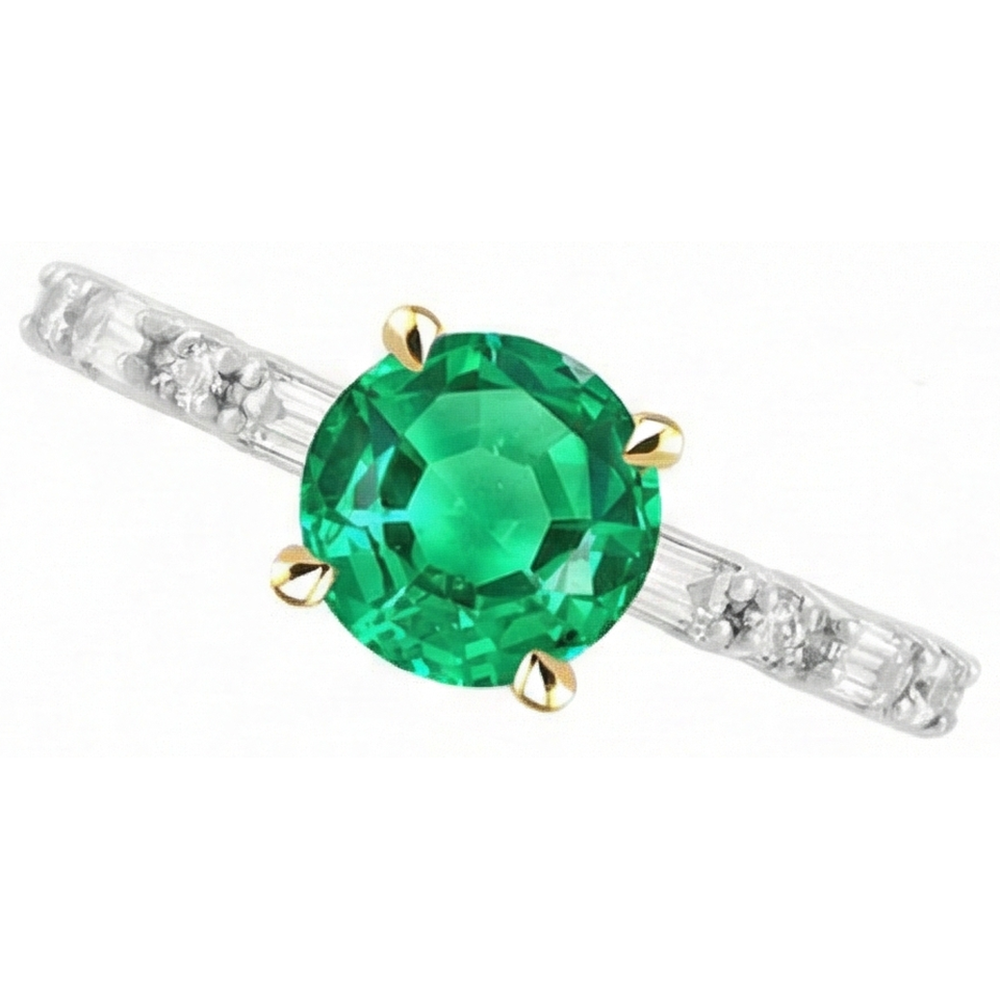 Natural Real ( Not Lab Grown ) Baguette Diamond Green Emerald GIA Ring Comfort Fit Jewelry