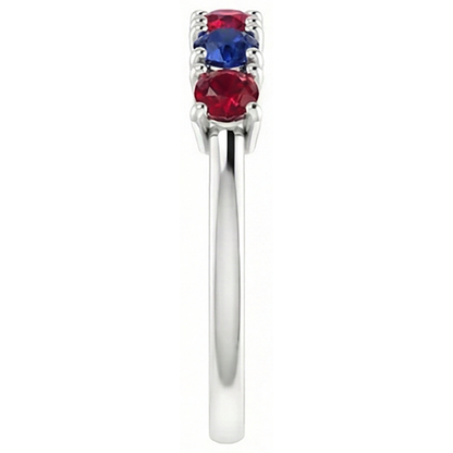 Natural Real ( Not Lab Grown )  Band Ruby Sapphire Ring 0.80 Carats Prong Setting White Gold 14K