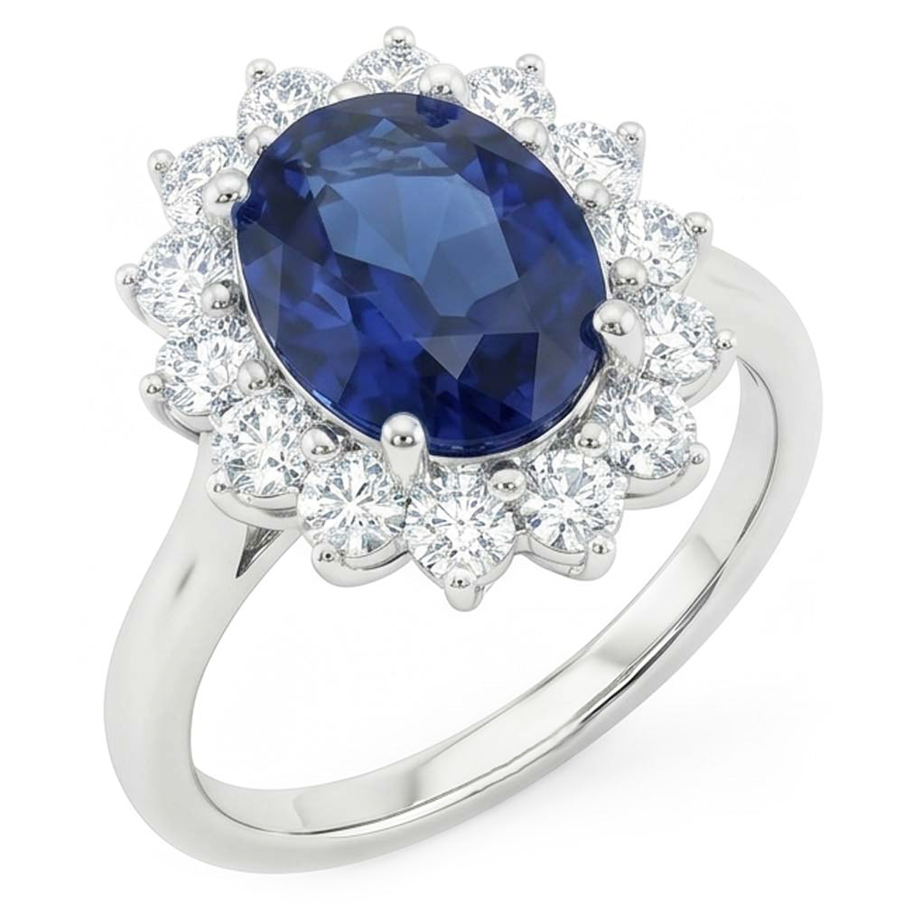 Natural Real ( Not Lab Grown )  Beautiful Oval Sapphire Halo Engagement Ring