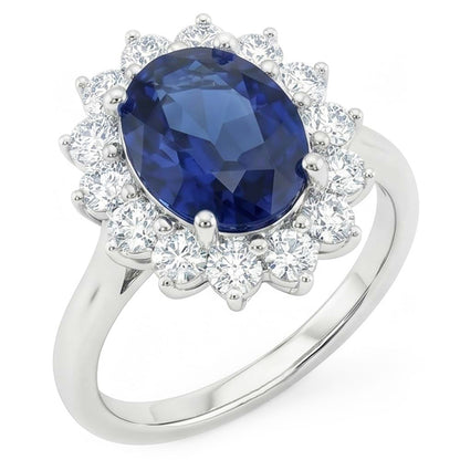 Natural Real ( Not Lab Grown )  Beautiful Oval Sapphire Halo Engagement Ring