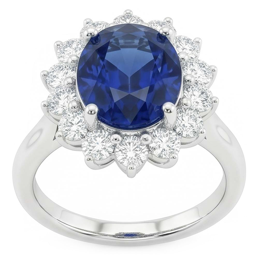 Natural Real ( Not Lab Grown )  Beautiful Oval Sapphire Halo Engagement Ring
