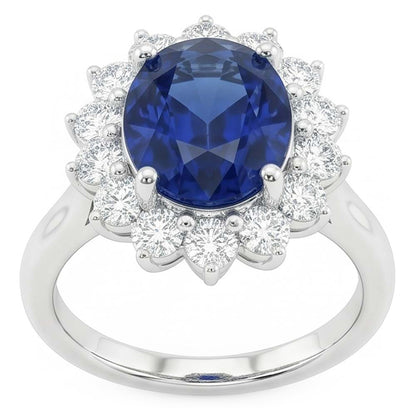 Natural Real ( Not Lab Grown )  Beautiful Oval Sapphire Halo Engagement Ring