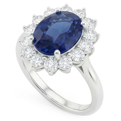 Natural Real ( Not Lab Grown )  Beautiful Oval Sapphire Halo Engagement Ring
