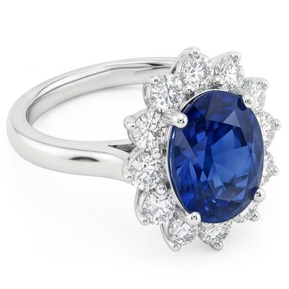 Natural Real ( Not Lab Grown )  Beautiful Oval Sapphire Halo Engagement Ring