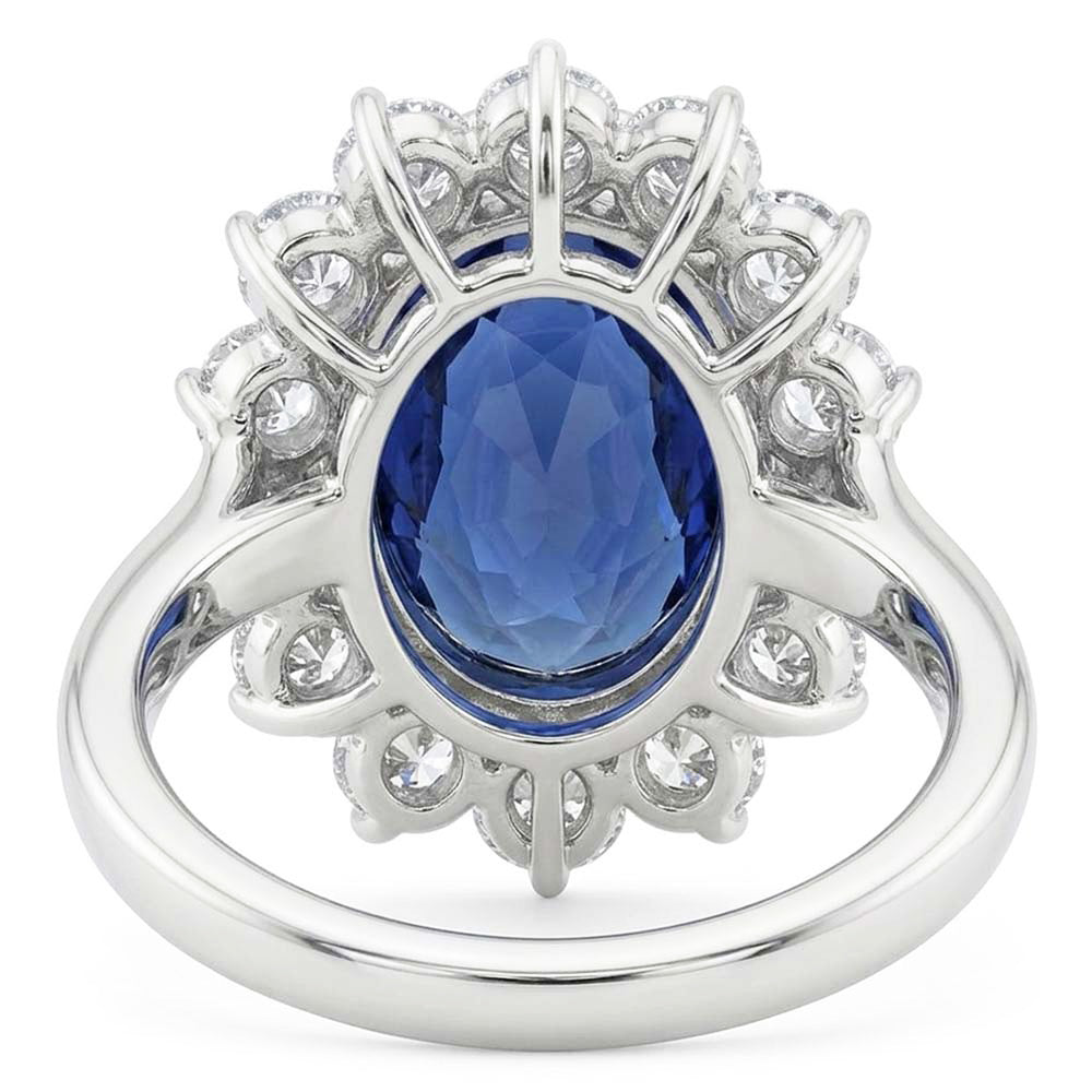 Natural Real ( Not Lab Grown )  Beautiful Oval Sapphire Halo Engagement Ring