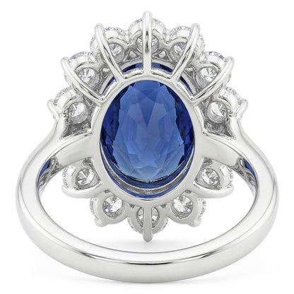 Natural Real ( Not Lab Grown )  Beautiful Oval Sapphire Halo Engagement Ring