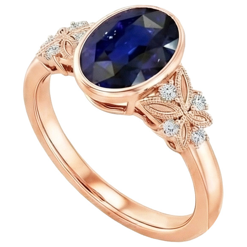 Natural Real ( Not Lab Grown )  Bezel Set 5 Carat Sapphire Ring