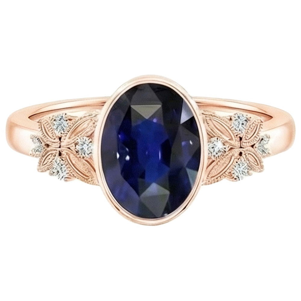 Natural Real ( Not Lab Grown )  Bezel Set 5 Carat Sapphire Ring