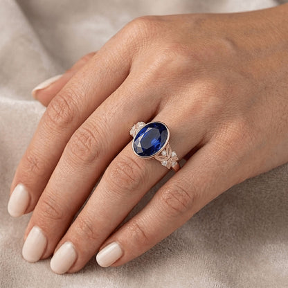 Natural Real ( Not Lab Grown )  Bezel Set 5 Carat Sapphire Ring