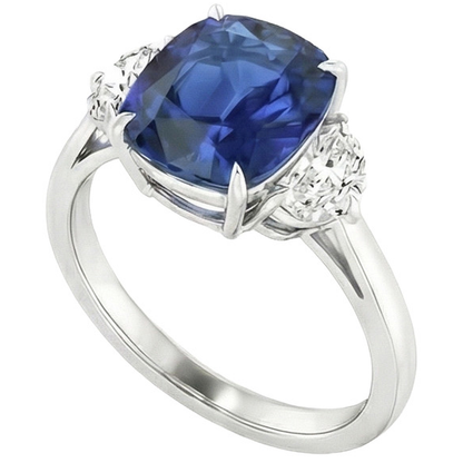 Natural Real ( Not Lab Grown )  Big 6 Carat Cushion Sapphire Ring