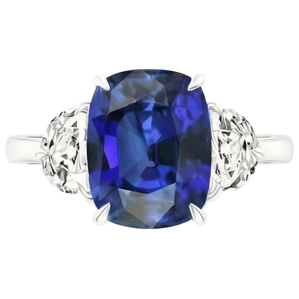 Natural Real ( Not Lab Grown )  Big 6 Carat Cushion Sapphire Ring