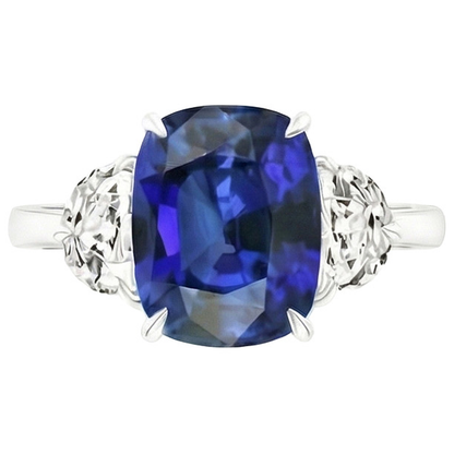 Natural Real ( Not Lab Grown )  Big 6 Carat Cushion Sapphire Ring