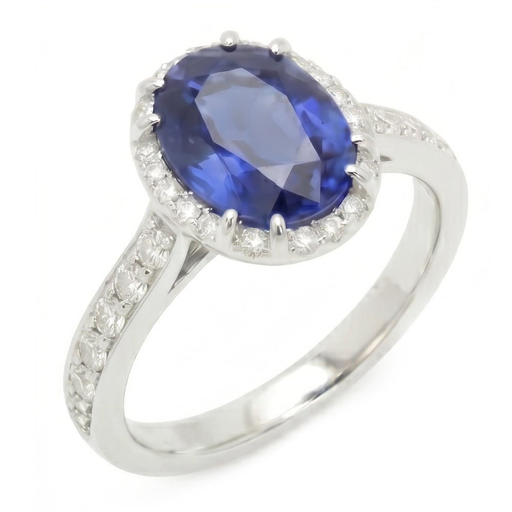 Natural Real ( Not Lab Grown )  Blue Colored Gem Engagement Ring