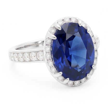 Natural Real ( Not Lab Grown )  Blue Colored Gem Engagement Ring