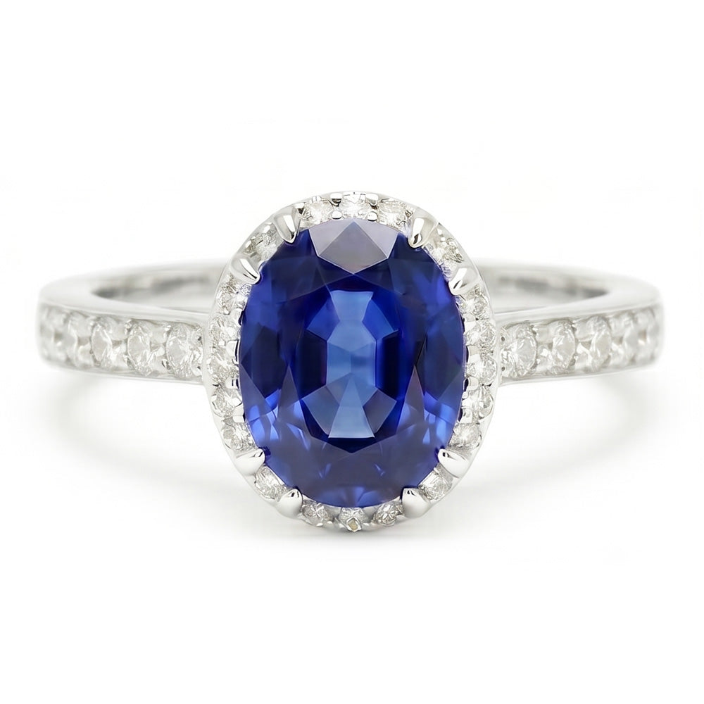 Natural Real ( Not Lab Grown )  Blue Colored Gem Engagement Ring