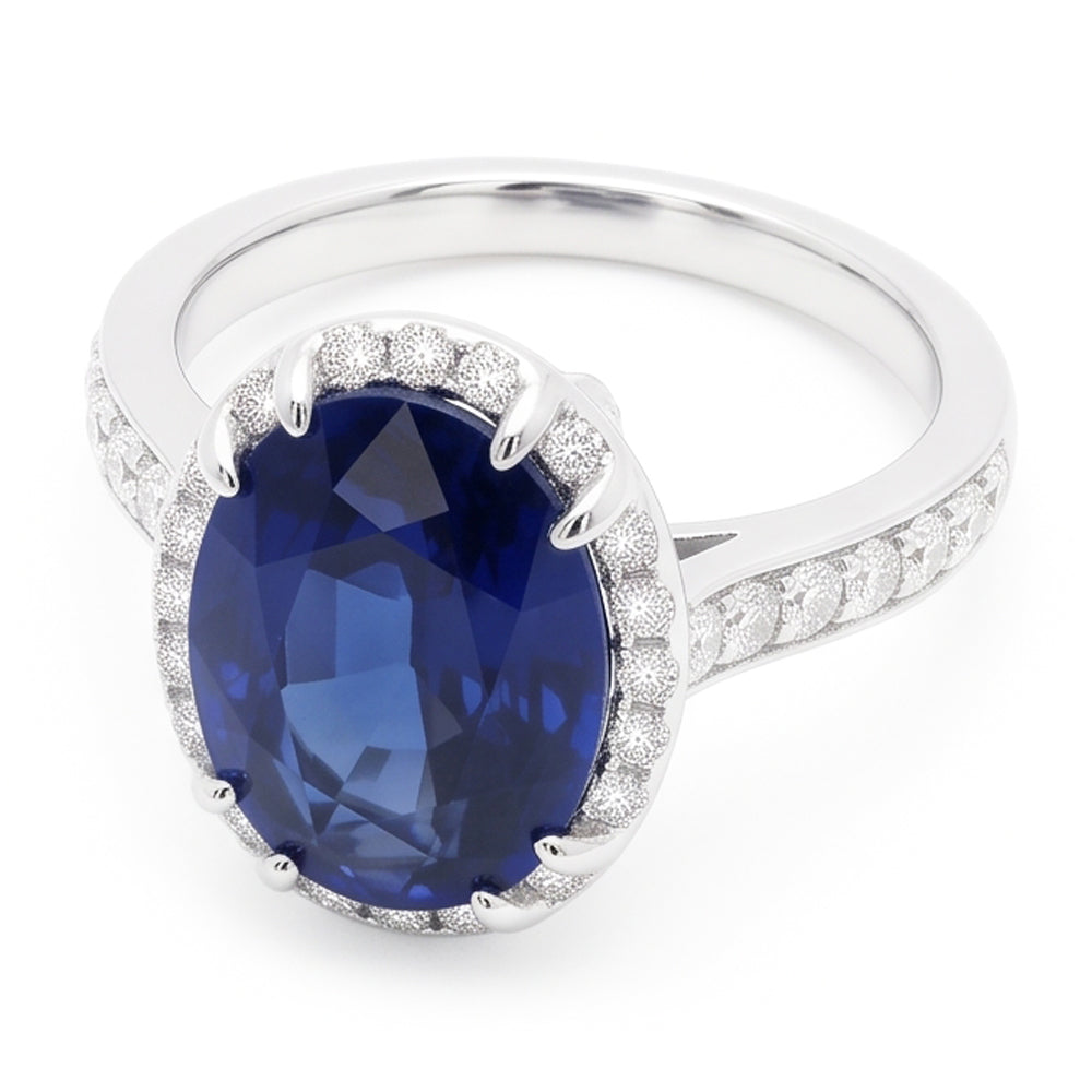 Natural Real ( Not Lab Grown )  Blue Colored Gem Engagement Ring