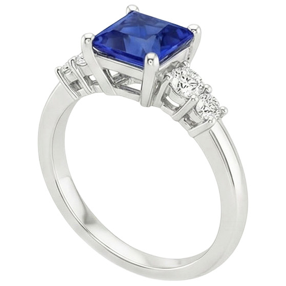 Natural Real ( Not Lab Grown )  Blue Sapphire Anniversary Ring Princess Cut Five Stone 5.50 Carats