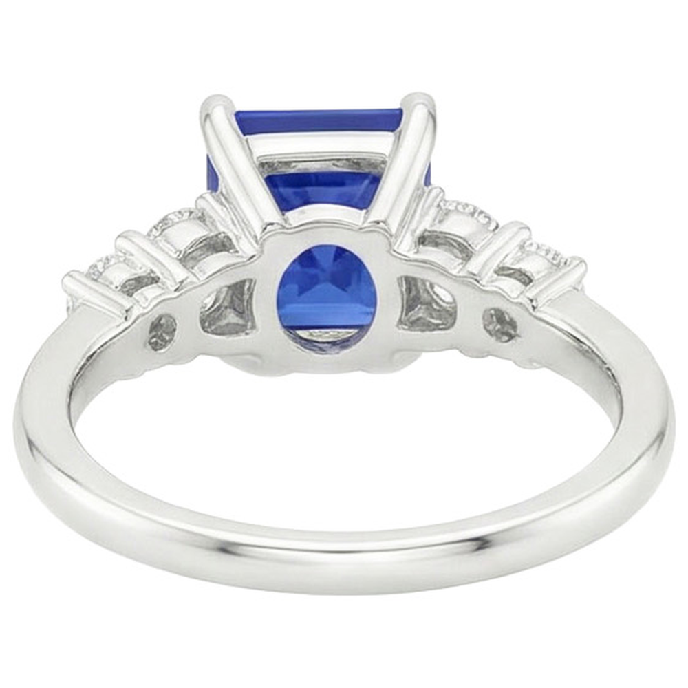 Natural Real ( Not Lab Grown )  Blue Sapphire Anniversary Ring Princess Cut Five Stone 5.50 Carats