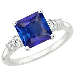 Natural Real ( Not Lab Grown )  Blue Sapphire Anniversary Ring Princess Cut Five Stone 5.50 Carats