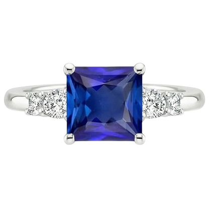 Natural Real ( Not Lab Grown )  Blue Sapphire Anniversary Ring Princess Cut Five Stone 5.50 Carats