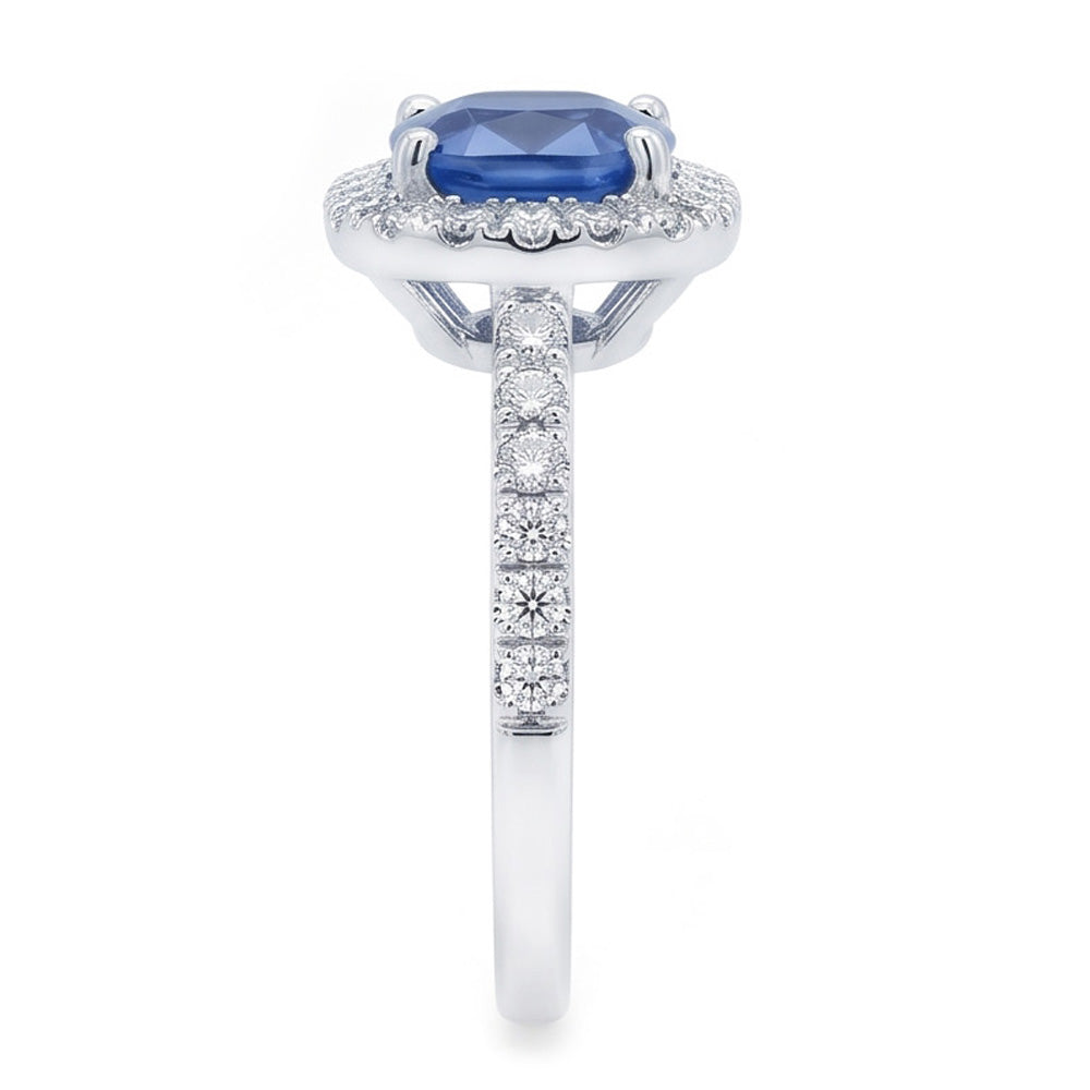 Natural Real ( Not Lab Grown )  Blue Sapphire Engagement Ring