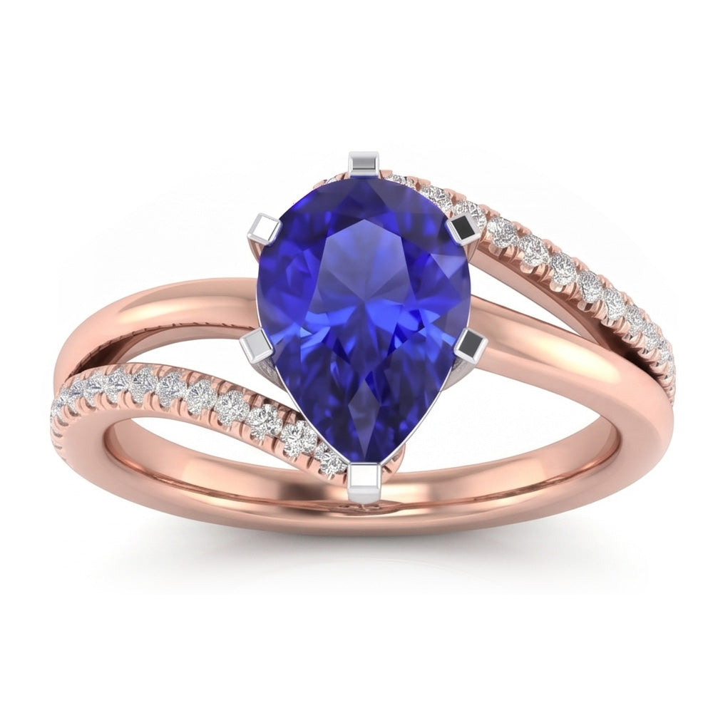 Natural Real ( Not Lab Grown )  Blue Sapphire Gemstone Jewelry Engagement Ring Two Tone 4.50 Carats