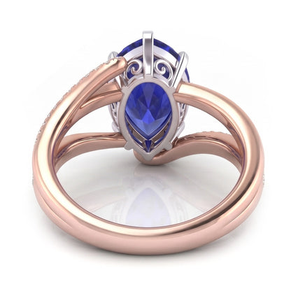 Natural Real ( Not Lab Grown )  Blue Sapphire Gemstone Jewelry Engagement Ring Two Tone 4.50 Carats