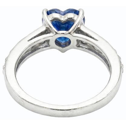 Natural Real ( Not Lab Grown )  Blue Sapphire Gemstone Ring Heart Cut  3.50 Carats Prong Set Jewelry